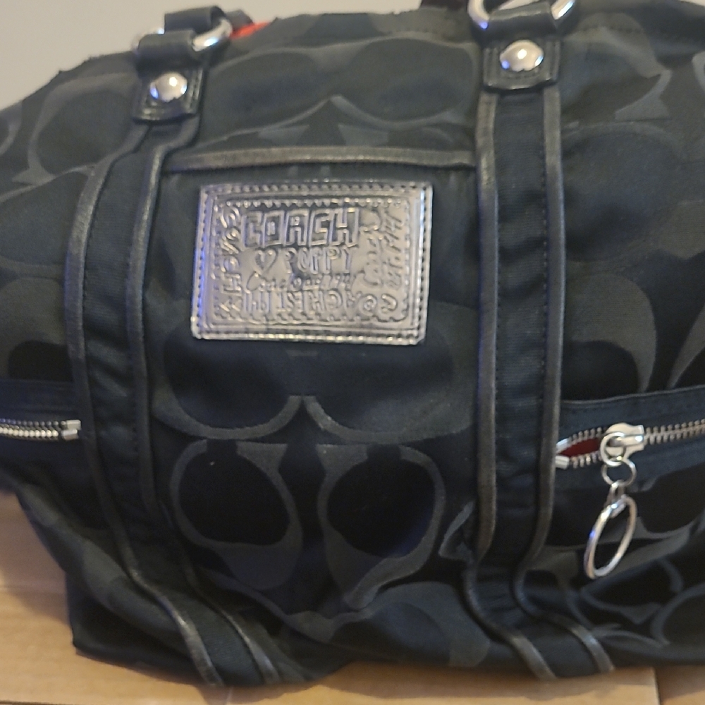 Coach Black Shoulder Bag with Silver Details